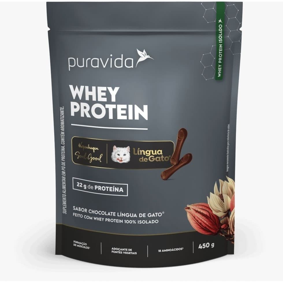 Whey Protein Refil (450g) - Vencimento 01/10/2026 - Sabor: Língua de Gato (chocolate)