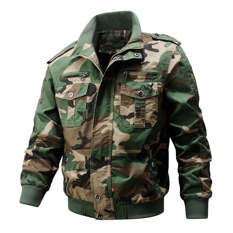 Jaqueta Militar Masculina, Uniforme Militar, Jaqueta Tática com Zíper, Jaqueta de Trabalho Masculina, Casaco Camuflado O