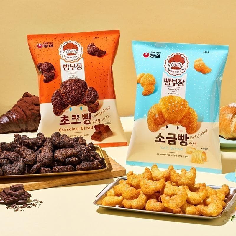 Lanches importados da Coreia Nongshim Creme Sal Marinho Sabor Chocolate Croissant Forma Bola Crocante Casual Lanches Cro