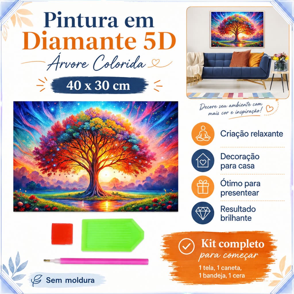 Pintura Diamante 5D Quadrada, Tela Impermeável Alta Aderência, Diamantes Extras