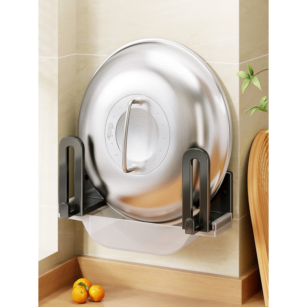 Prateleira de cozinha sem perfuração colocar Rural grande pote capa rack de parede prateleira suporte placa de corte arm