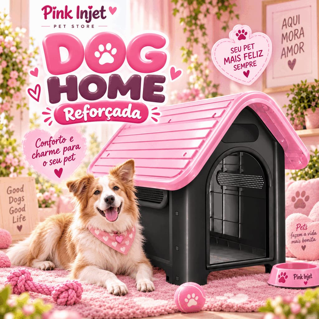 Casa Casinha Para Cachorro Rosa Pink Plástica Reforçada N4 Porte Médio Pet Dog Home