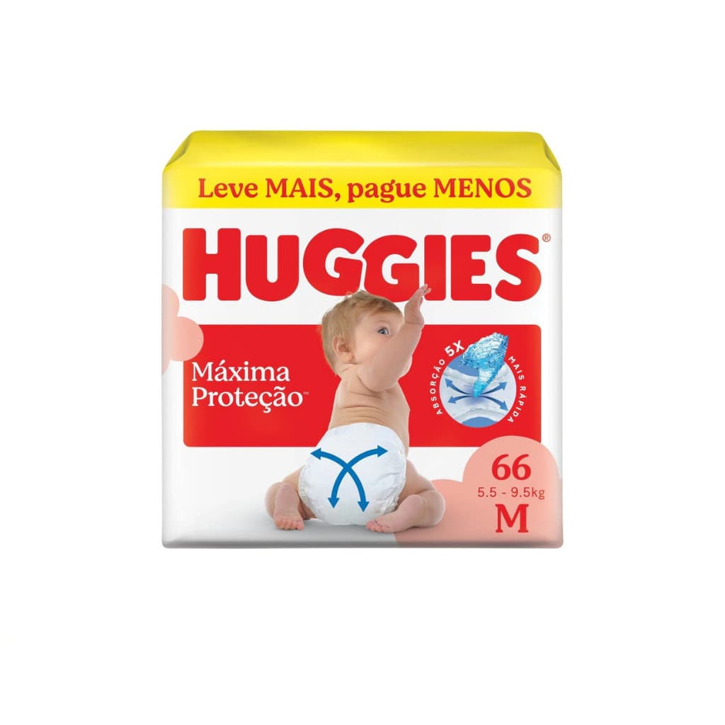 Fralda Infantil Huggies Maxima Proteção M 66 unidades