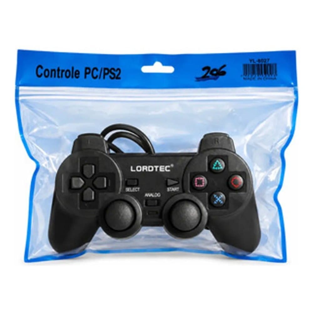 Controle para Vídeo Game PS2 Lordtec - Preto