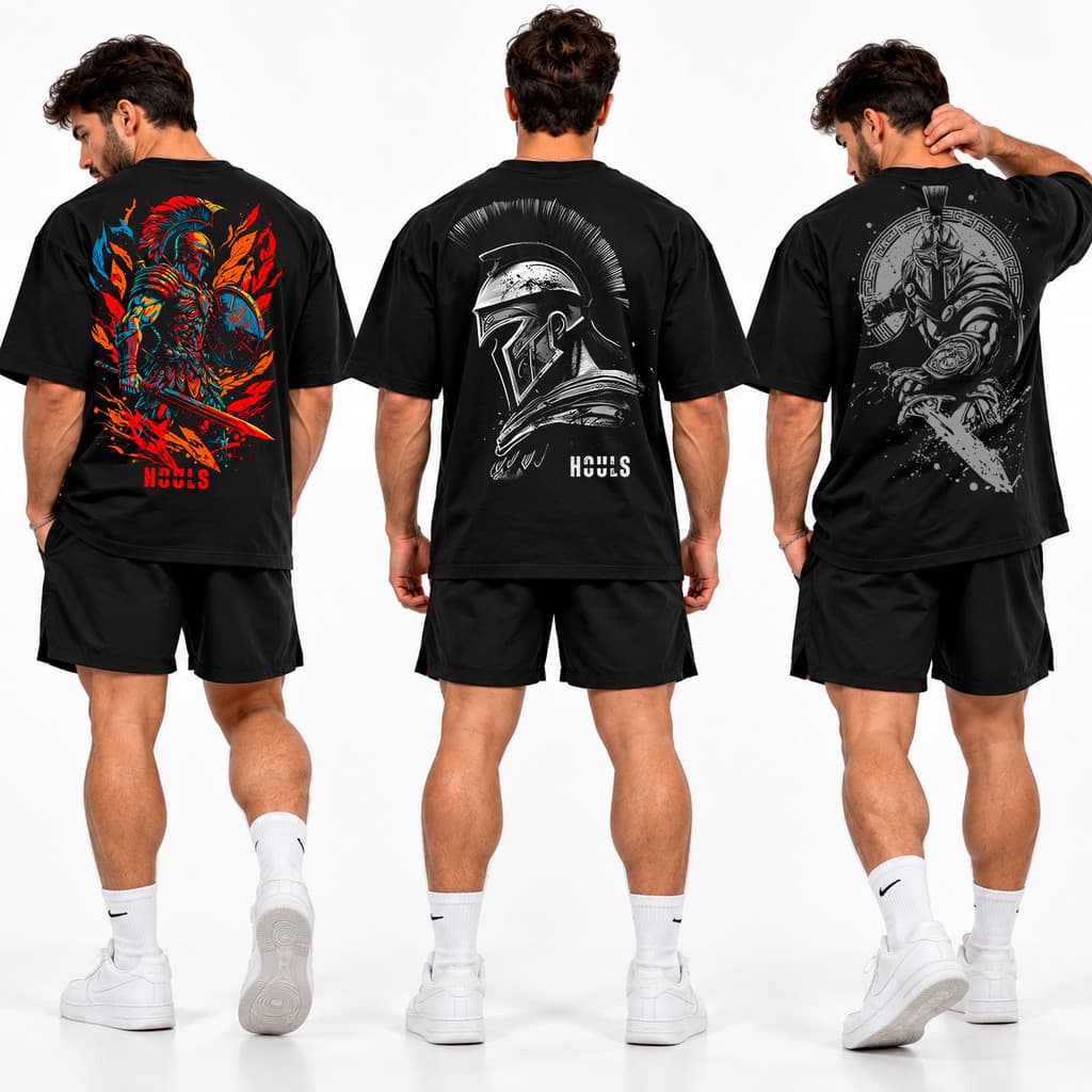 Kit com 3 Camisetas Oversized Espartano Musculação Grande Algodão Streetwear Treino Academia Espartano