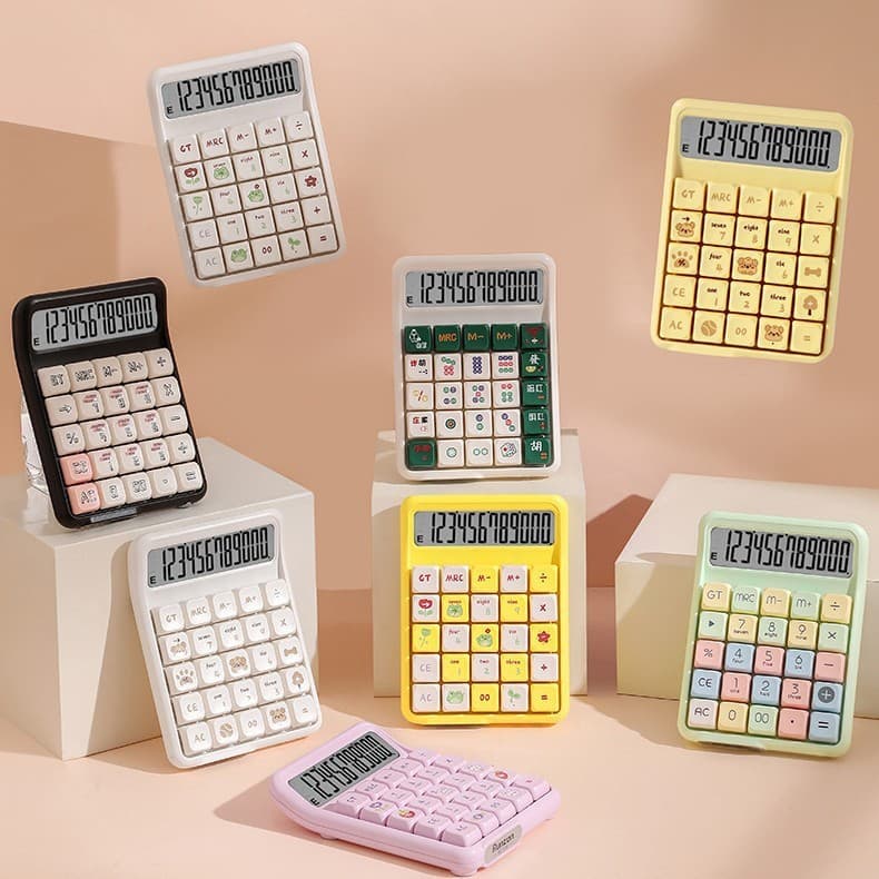 Calculadora fofa de alto valor, botão de teclado mecânico removível, eixo verde, calculadora de botão mecânico
