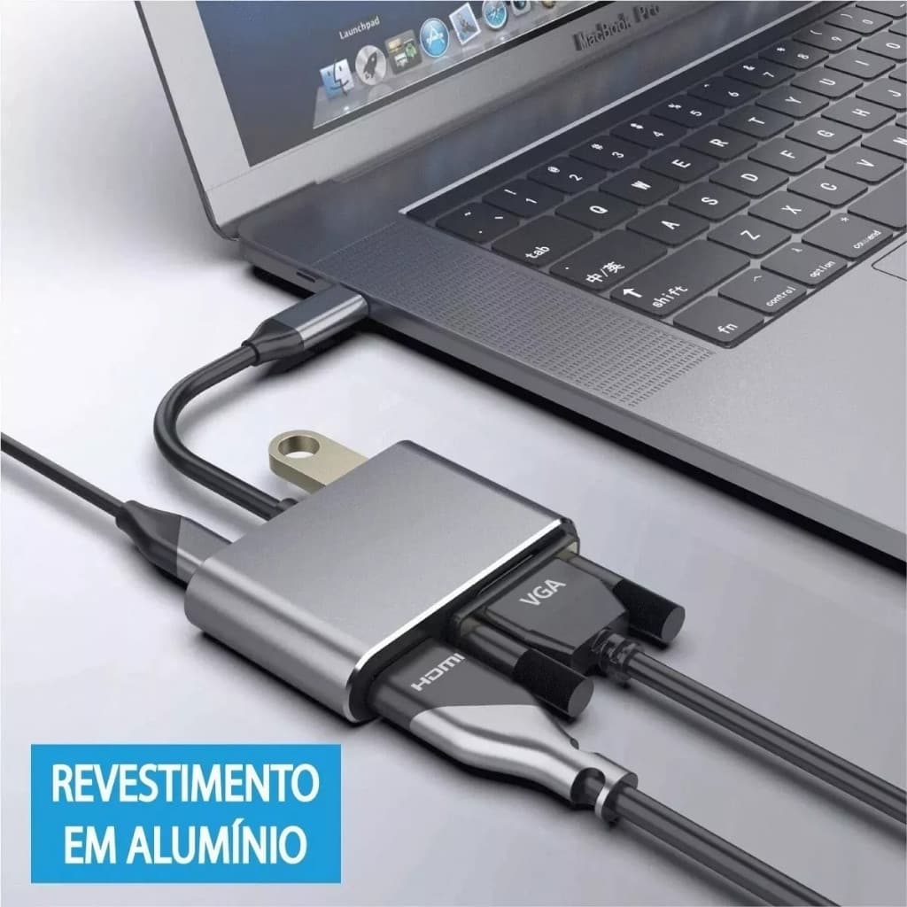 Usb 3.0 Tipo C Adaptador Para Macbook Hdmi Vga Carregador Pd