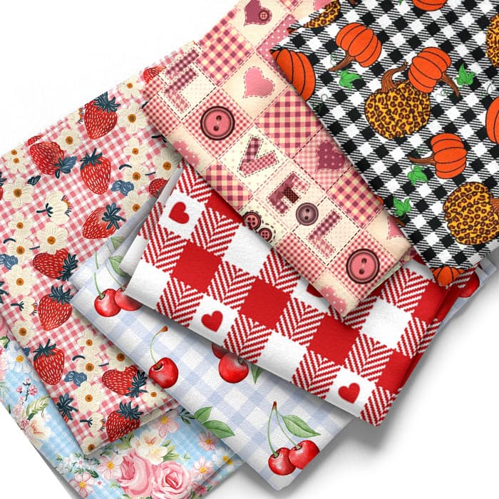 Tecido Tricoline Digital  Xadrez Estampas Cozinha Floral Coração Mesa Artesanato Pano Patchwork