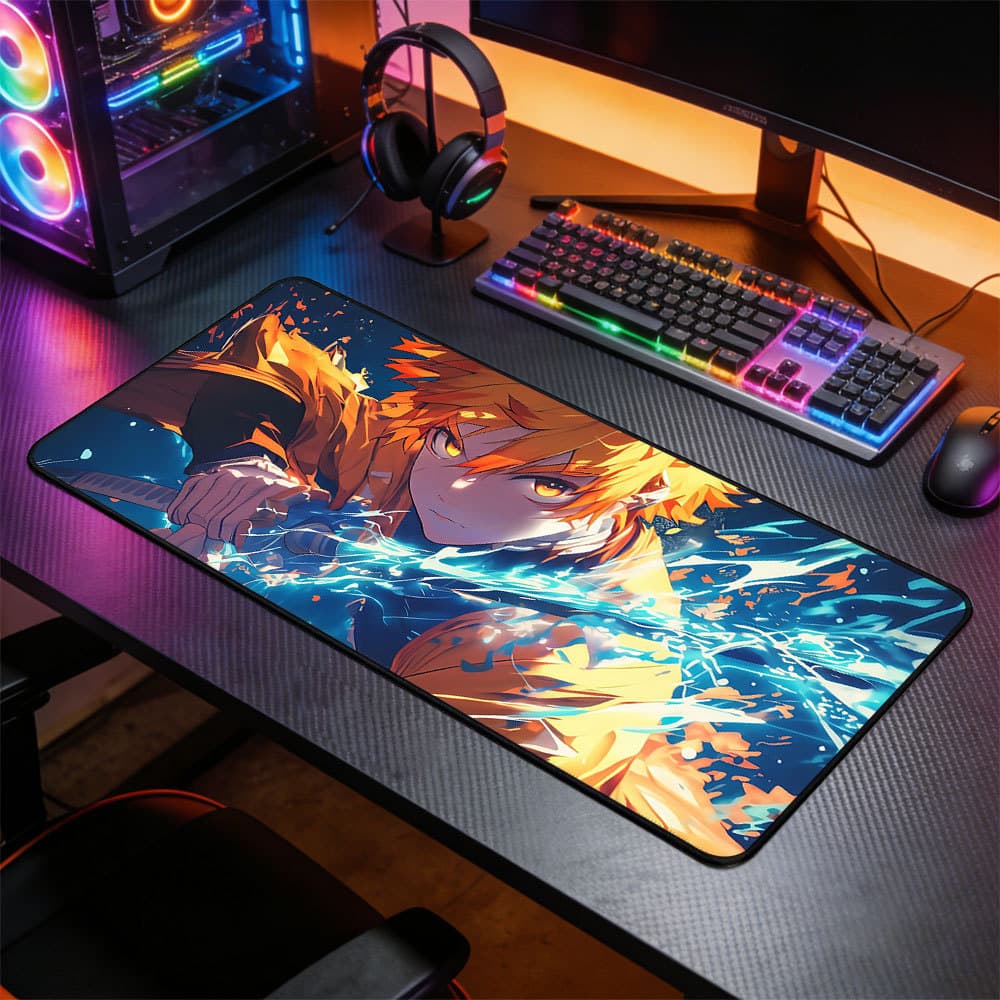 Mousepad Grande Olho Sharingan e Símbolos Ninja Base Antiderrapante Alta Precisão para PC e Notebook Gamer