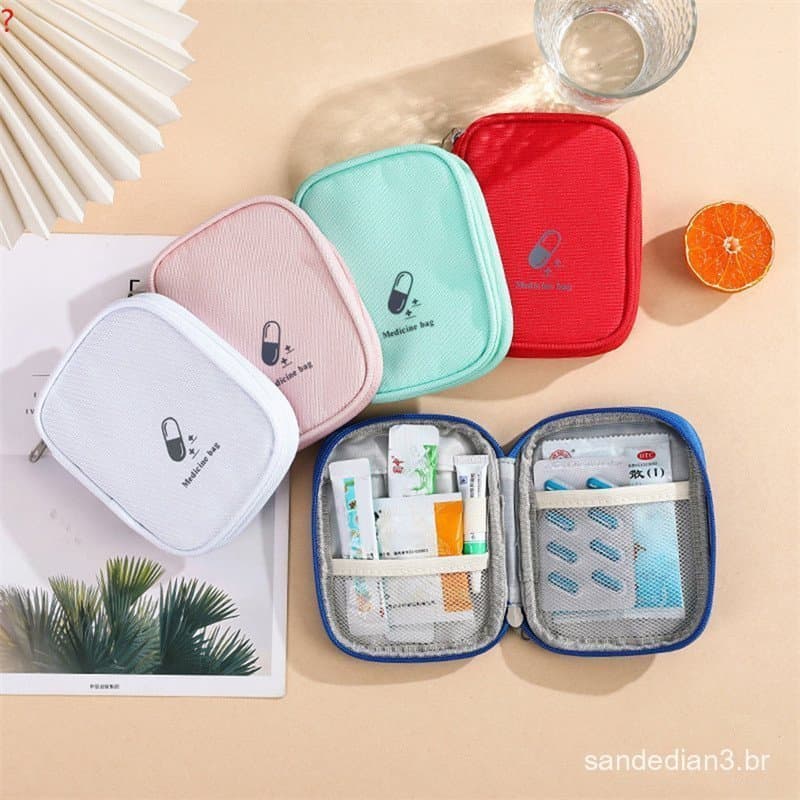 (LAM) Bolsa De Viagem Portátil De 1 Unidade-Cosméticos Com Kit Compacto De Primeiros Socorros De Emergência , Organizado