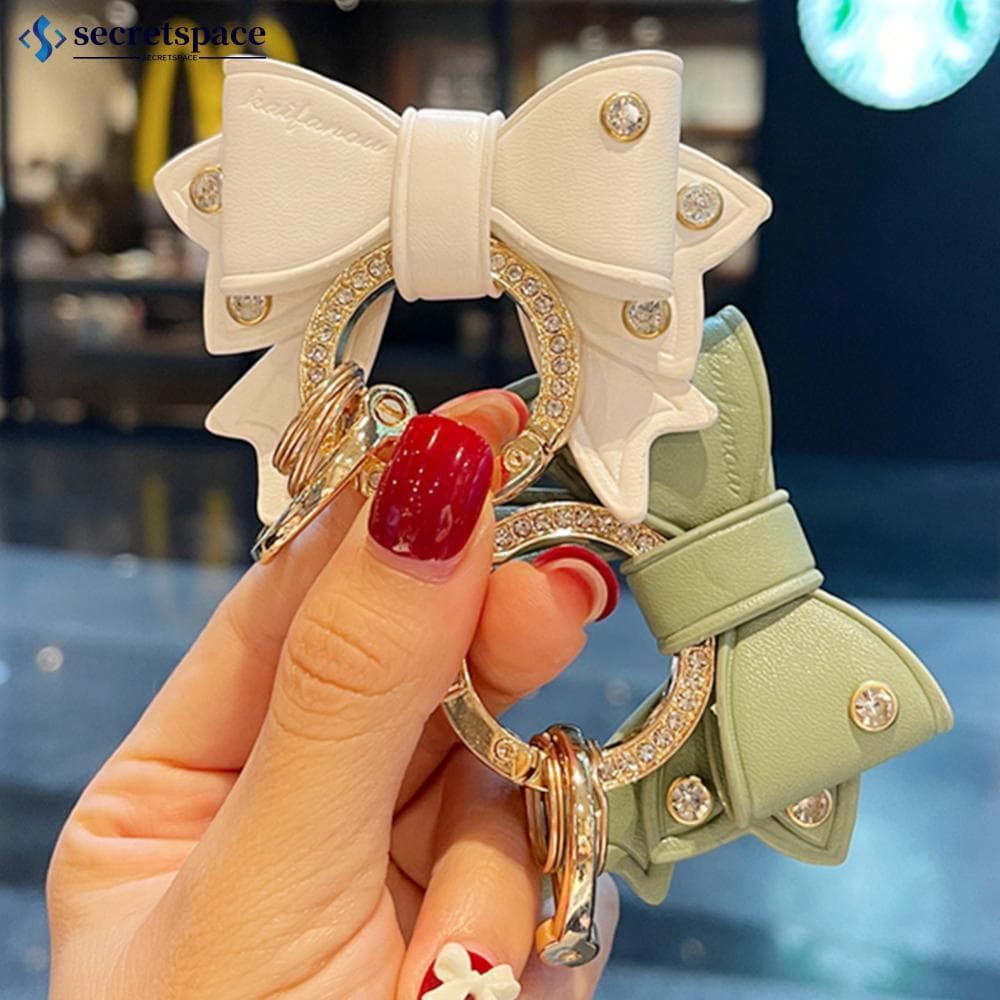 SECRETSPACE Anel De Metal Chaveiro Do Carro Ouro Strass Couro Arco Bonito Acessórios Para Mulheres Meninas Motos Moto Po