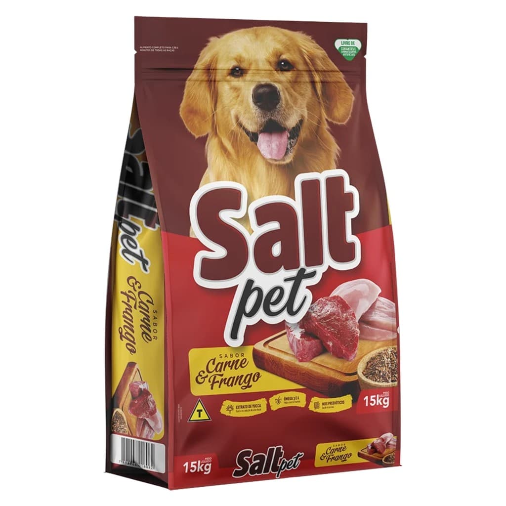 RAÇÃO CACHORRO SALT PET CARNE/FRANGO 15KG 18%