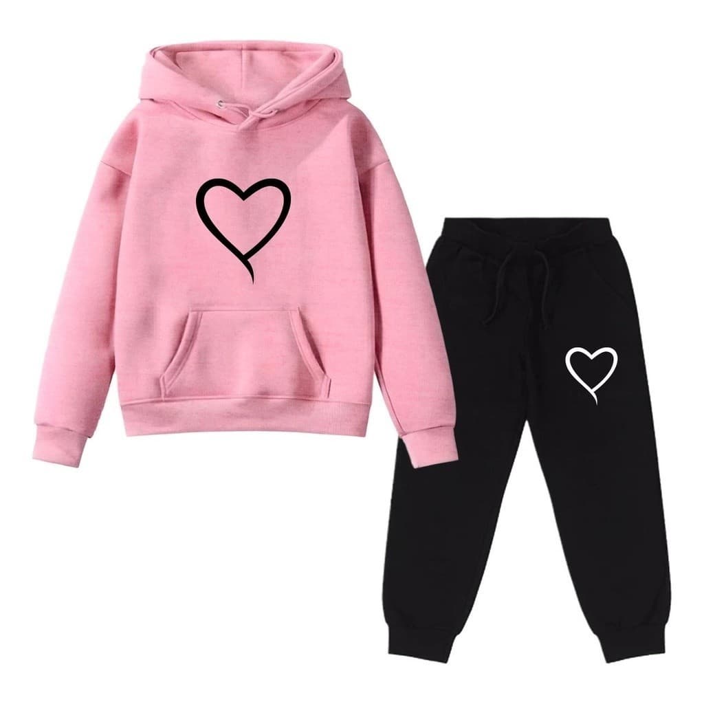 Conjunto Blusa Moletom Calça Moletom Infantil Coração Contorno - Envio Imediato