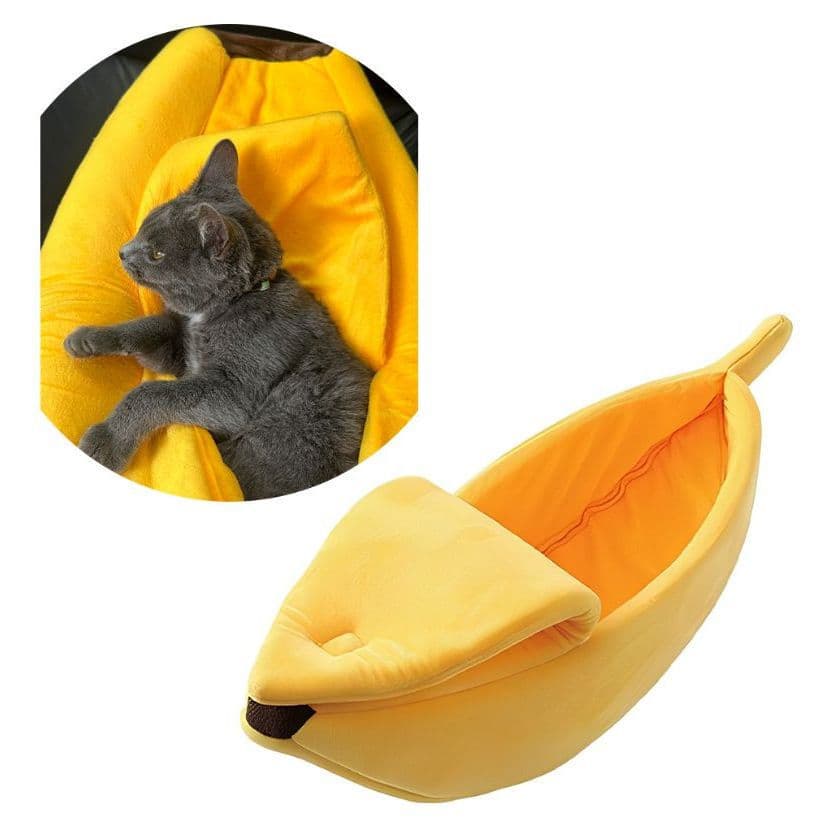 CAMA CAMINHA BANANA DE PELUCIA PORTATIL PARA CACHORRO GATO CAMINHA CONFORTAVEL CASINHA  ALMOFADA PET