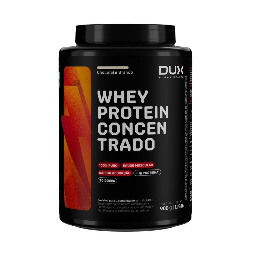 Whey Protein Concentrado Dux Sabor Chocolate Branco 900g