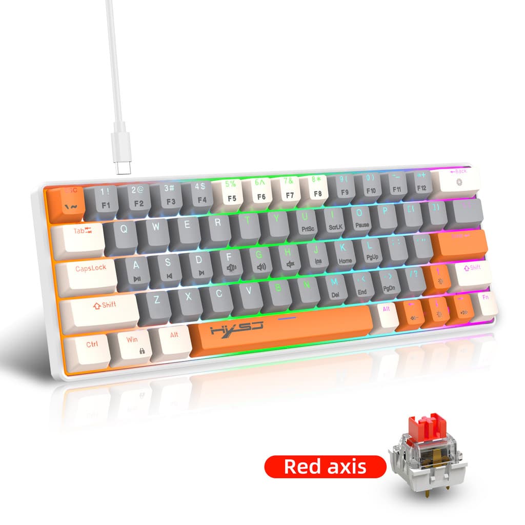 2026 novo estilo 63 teclas portátil 60% teclado mecânico para jogos RGB Backlight compacto Mini teclado Gam pronto estoq
