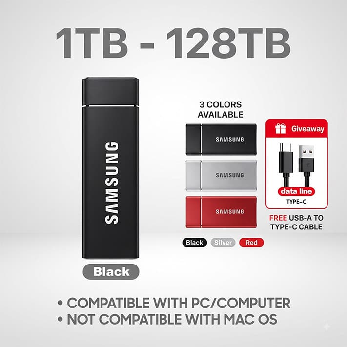 Disco rígido externo hd 128tb 60tb ssd portátil 16tb  usb 3.1 tipo-c interface 1tb 2tb disco rígido externo hd