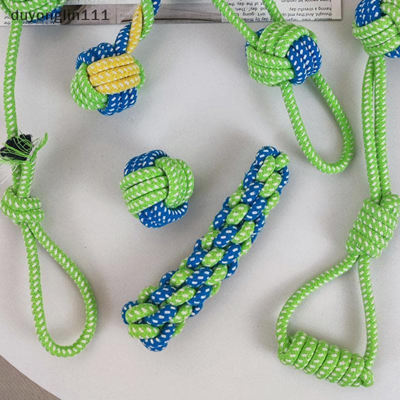(duyonglin111) Mordidela Brinquedo Para Cães De Estimação Filhote De Cachorro Corda Limpeza De Dentes Nó Brinquedos Trei