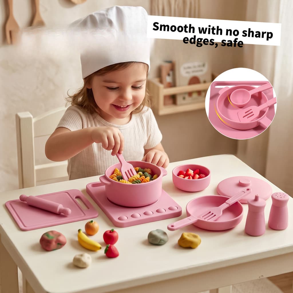 Crianças cozinha jogar casa brinquedos de venda quente brinquedos de Silicone de grau alimentício brinquedos educativos 