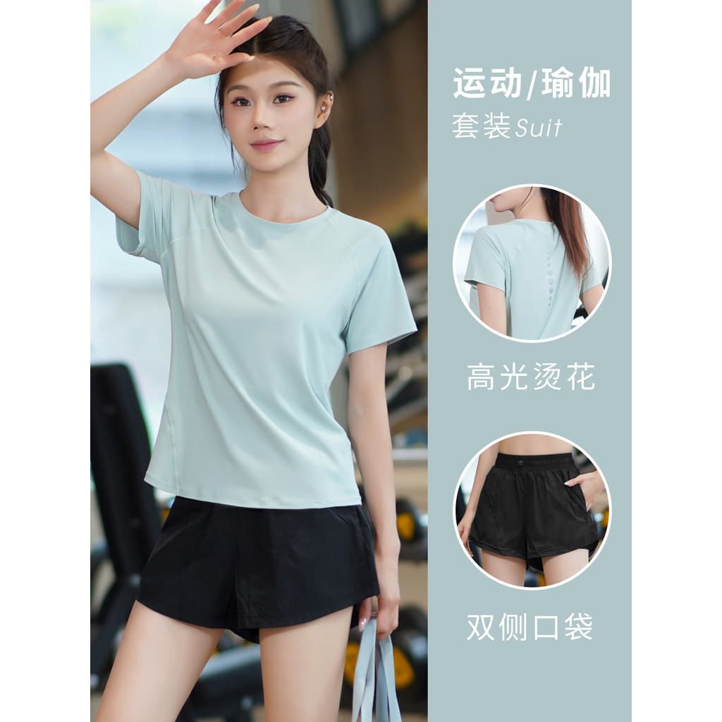 Verão solto roupas de Fitness terno feminino ao ar livre profissional manhã correndo roupas respirável de secagem rápida