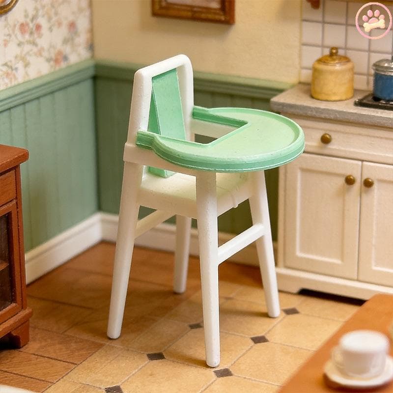 Carro 1/12 Casa De Bonecas Cadeira Alta Do Bebê Com Bandeja Assento Alimentação Da Criança Mini Mesa Jantar Acessório Pa
