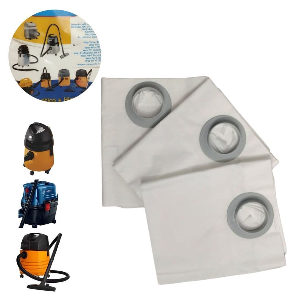 Conjunto 3 Refis Saco Aspirador Pó Compatível Electrolux Wap Black & Decker