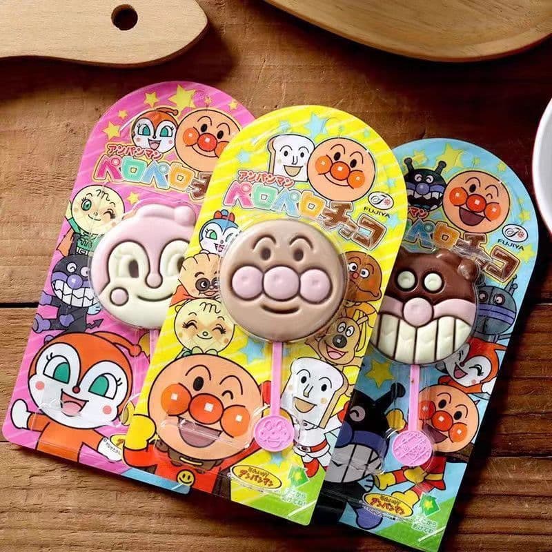 [Fujiya] Anpanman Pirulito de Chocolate Japão Cacau Japão Lanches Importados Presente de Aniversário Infantil 8-20-23V