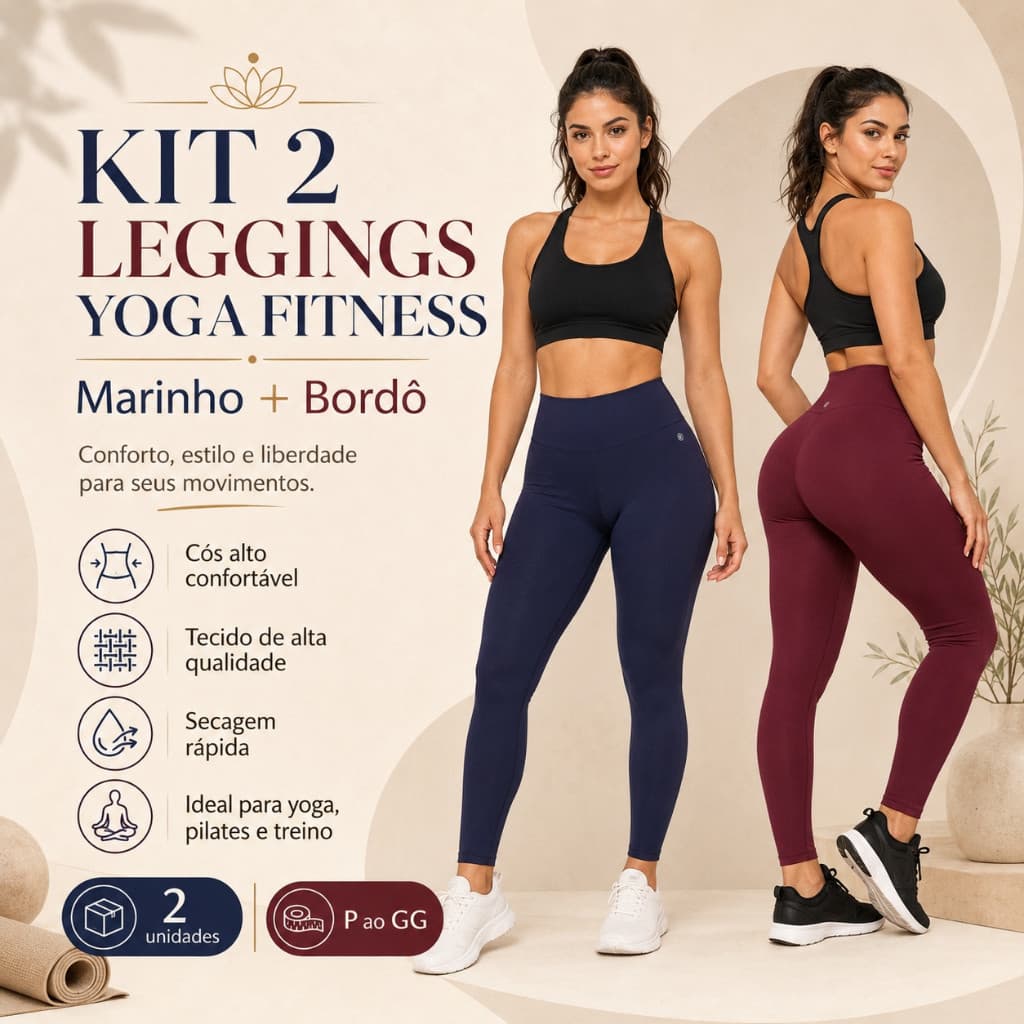Calça Legging Cós Alto Feminina Roupa de Academia e Yoga Fitness
