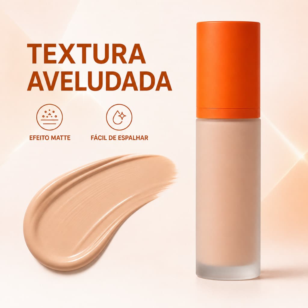 Kit Base + Corretivo Líquido Efeito Matte Textura Aveludada Várias Cores
