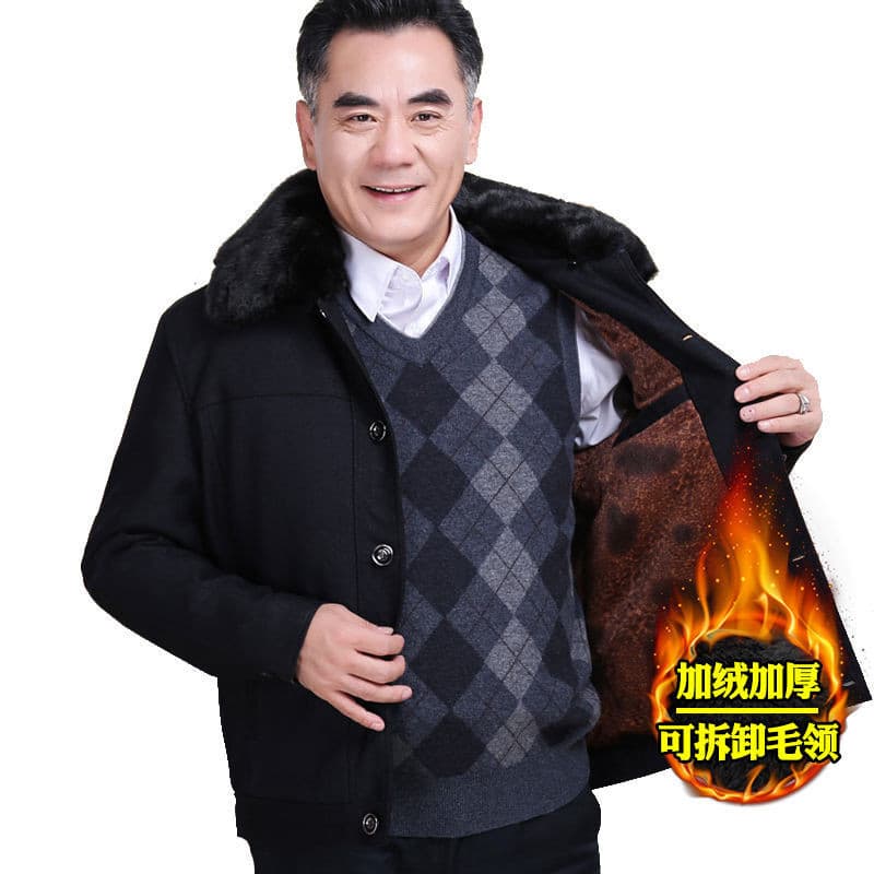 Jaqueta masculina de inverno jaqueta masculina roupas de inverno forro de lã masculino engrossado gola de pele grande ro