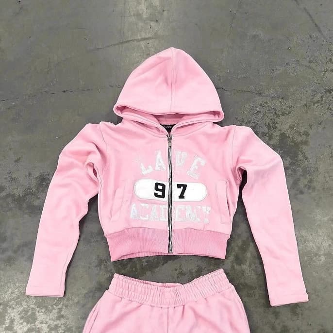 Conjunto de moletom com capuz e calça de moletom, estilo hip-hop americano, com costura visível, corte solto, conjunto c