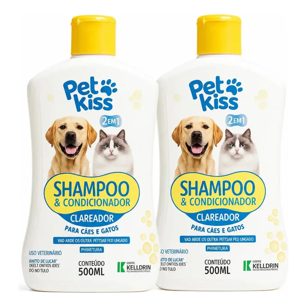 2 Shampoo Clareador com Branqueador Óptico para Pets 500ml