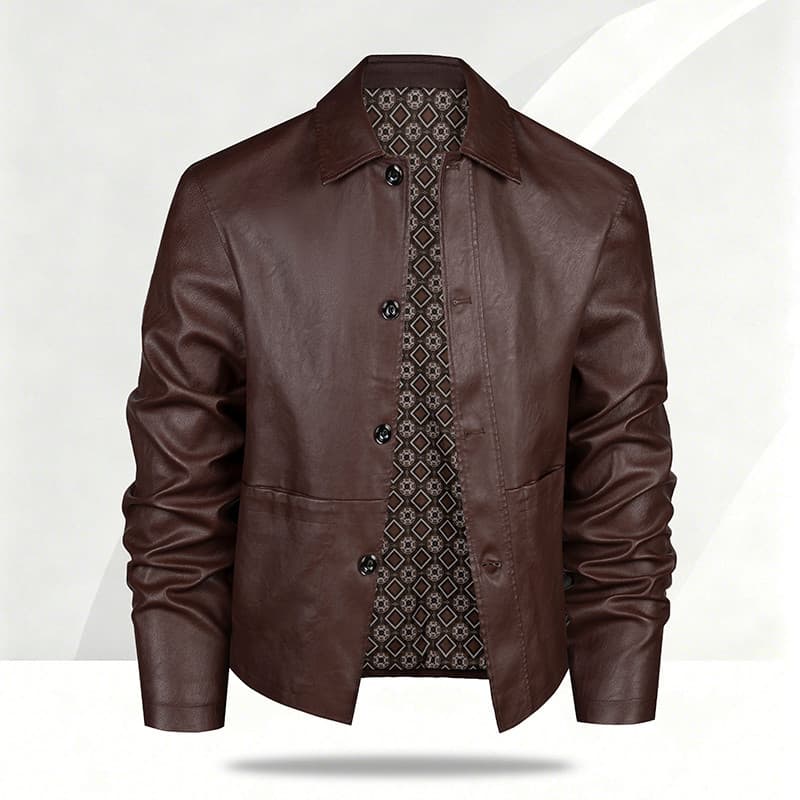 2026 Novo estilo jaqueta de couro masculina jaqueta de lapela jaqueta juventude na moda outono inverno novo comércio ext