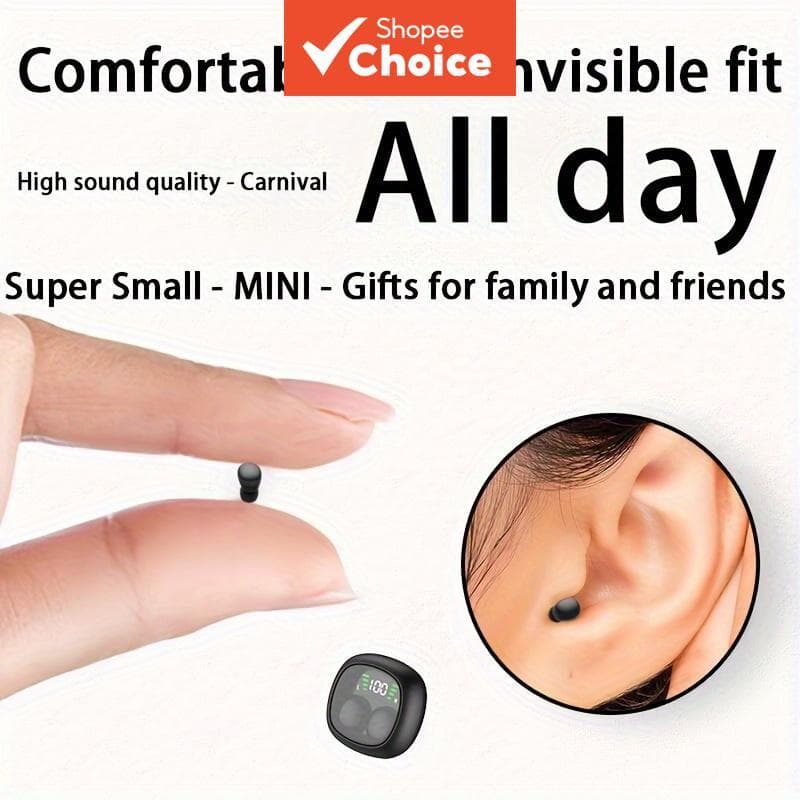 Fones de Ouvido Sem Fio Bluetooth HiFi Estéreo Mini TWS Controle por Toque Ultra Pequenos Fones Intra-Auriculares Para