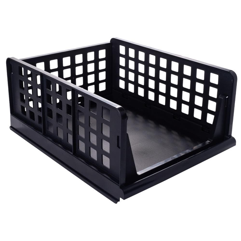 Organizador Alto Dobrável Empilhável Multiuso Armário Cozinha Sapato Banheiro Compacto Preto Plasútil