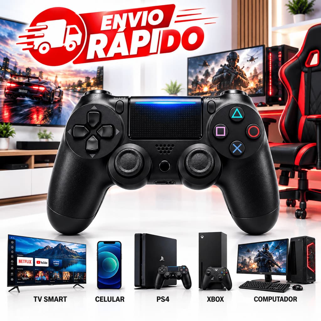 Controle Sem Fio Manete Gamepad video game Joystick Compativel Ps4 Pc Gamer Notebook Tv Smart Celular Bluetooth
