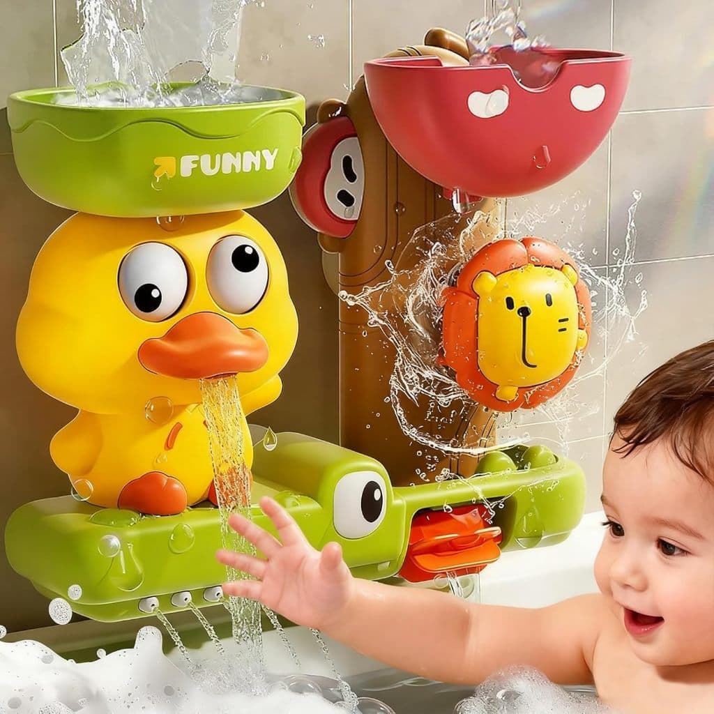 Brinquedo de Banho Bebê Pato Animais Moinho de Água Giratório com Ventosa Interativo Diversão Banheira Infantil