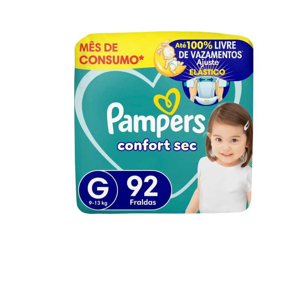 Fralda Infantil Pampers Confort Sec G 92 unidades