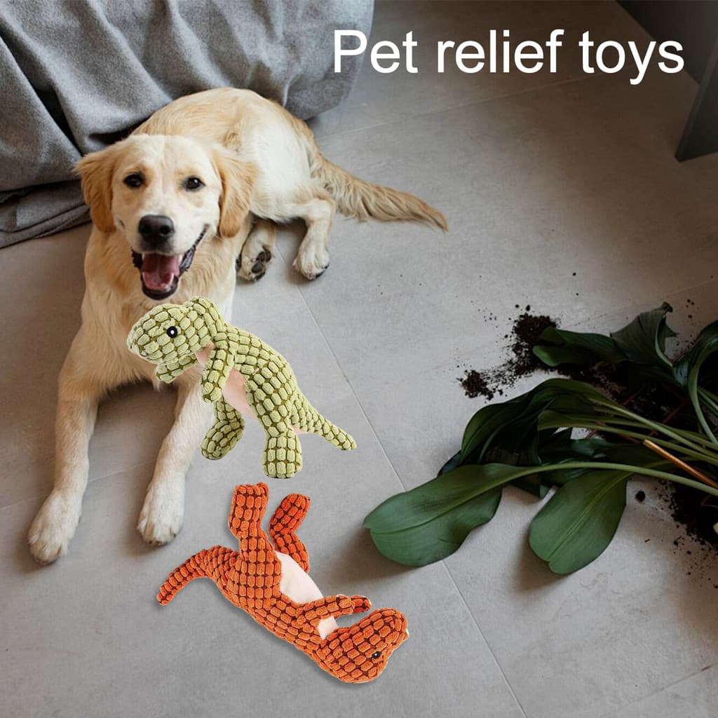 [wisdomt] 1 Peça De Brinquedo De Pelúcia Para Cachorro Em Formato De Dinossauro , Brinquedos Interativos Que Rangem Anim