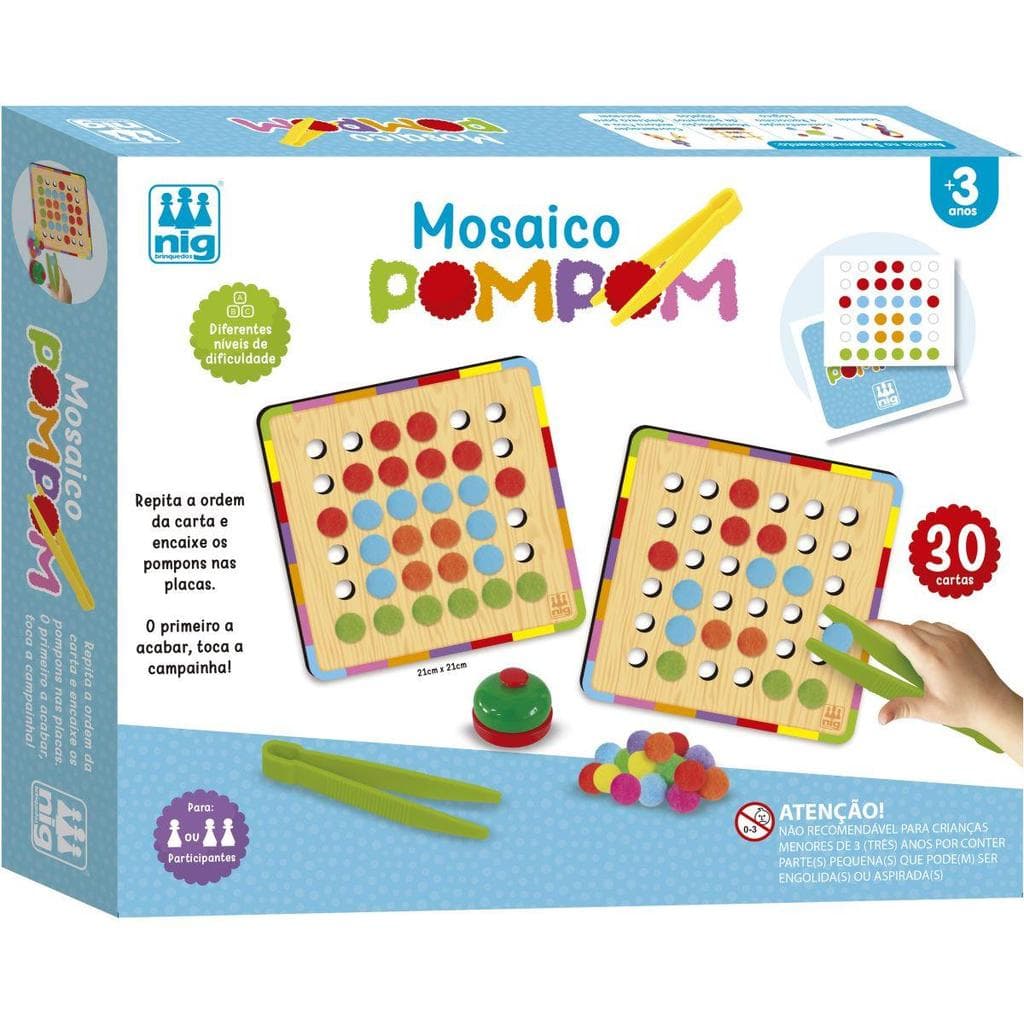 Brinquedo Educativo Mosaico Pompom Nig Brinquedos