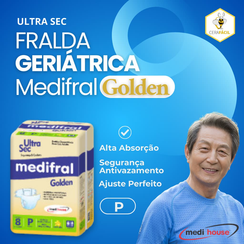 8un - Fralda Geriátrica Descartável Medifral Golden uso adulto