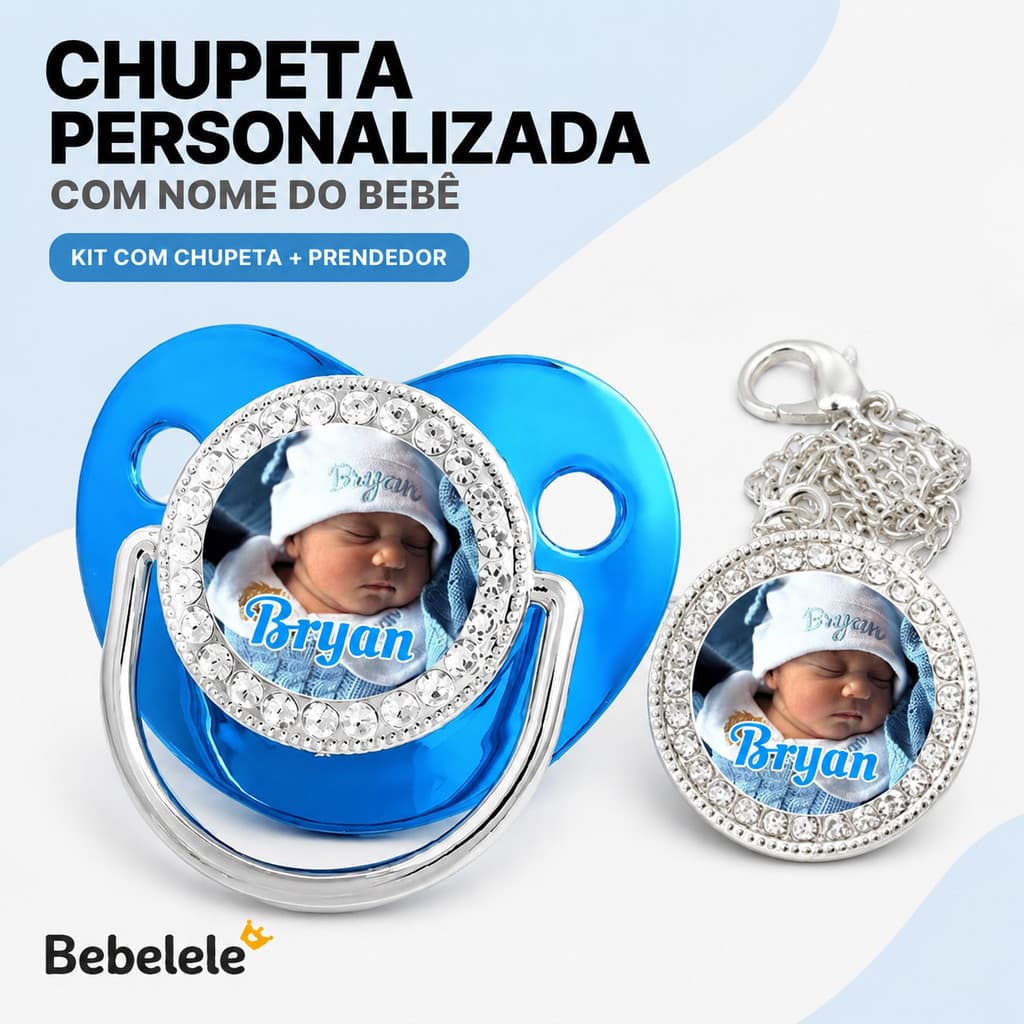 Chupeta para bebês com foto personalizada do bebê, chupeta de silicone sem BPA L9OZ