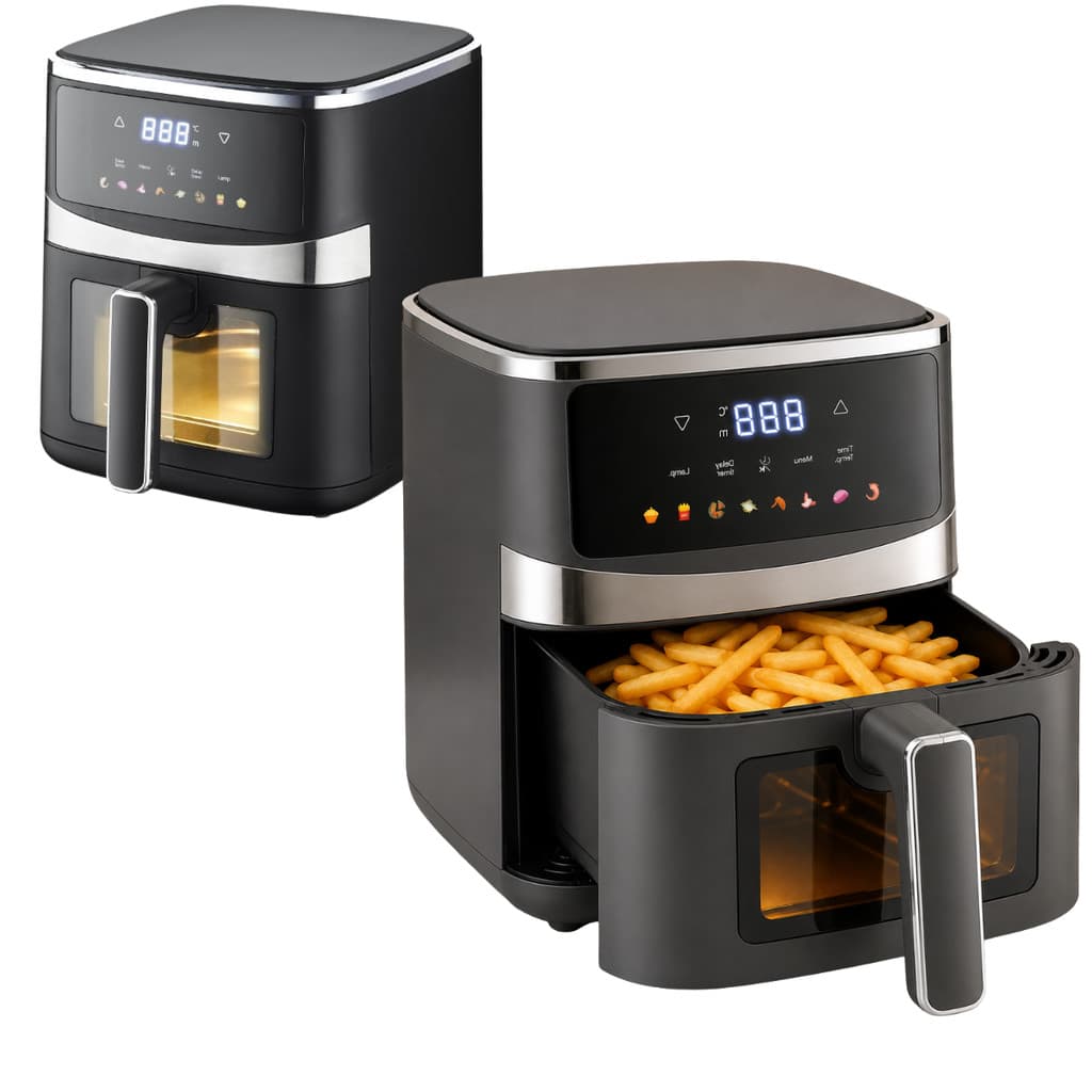 Air Fryer 5L Digital Visor Transparente Painel Touch Screen 1500W Sem Óleo 127V Cozinha