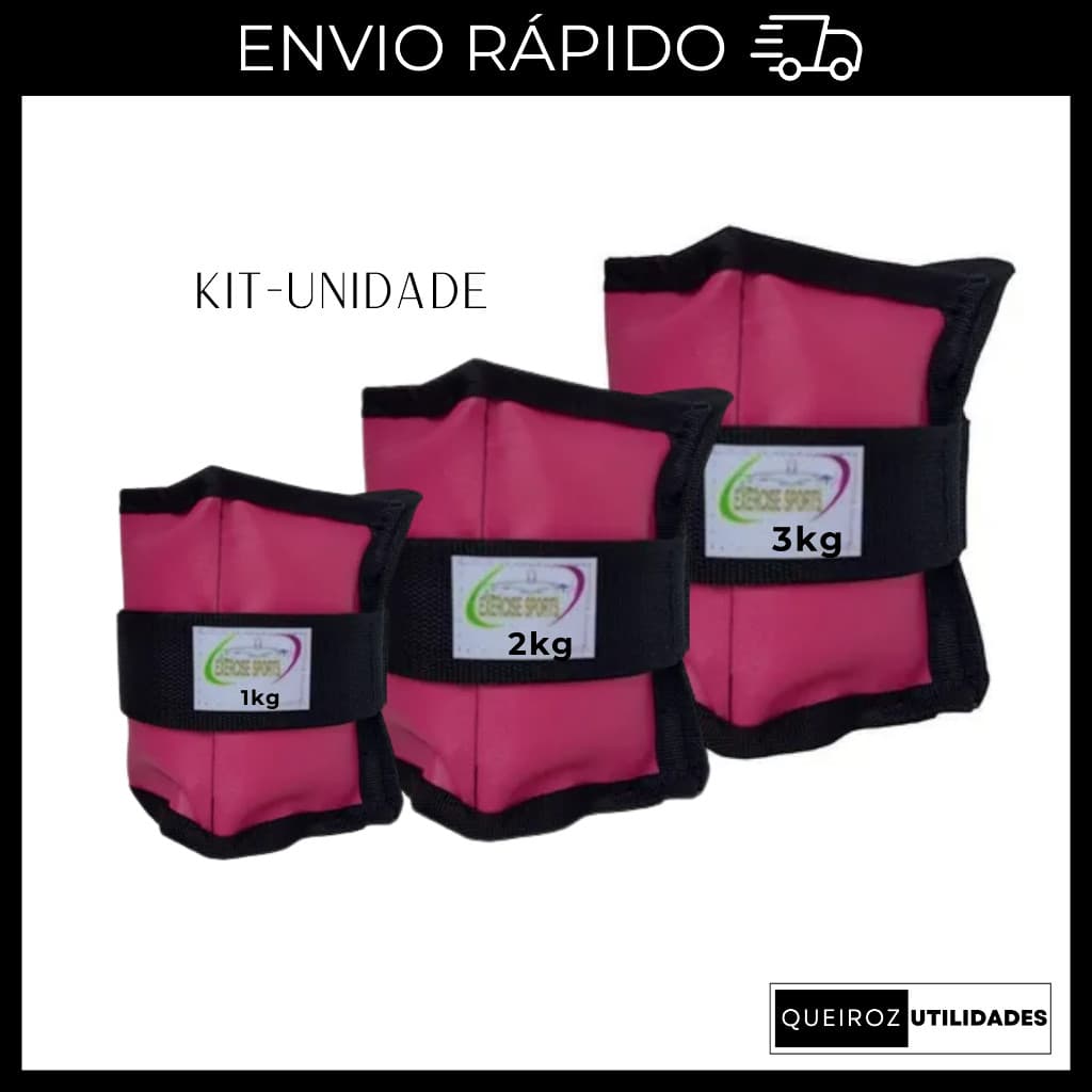 KIT Caneleira de Peso Rosa unidade de 1Kg + 2Kg + 3Kg Treino/Exercício/Academia/Crossfit/Fitness/Musculação