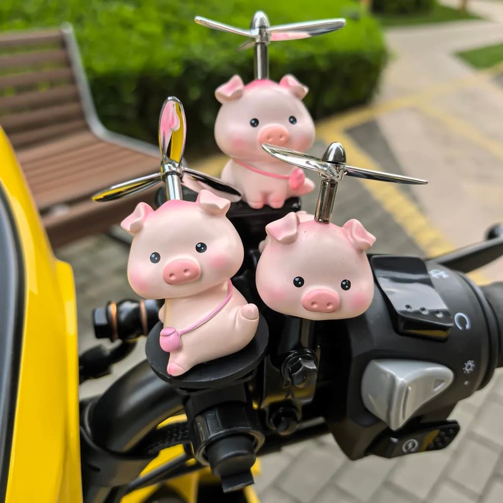 Bateria carro moinho de vento decoração resina ornamentos elétricos rotativo bicicleta bonito acessórios dianteiros moto