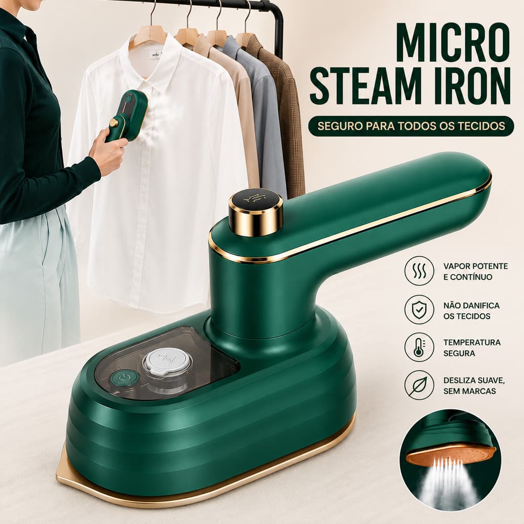 Mini Ferro de Passar Portátil Bivolt para Roupas Cabe na Mala Ideal para Viagem