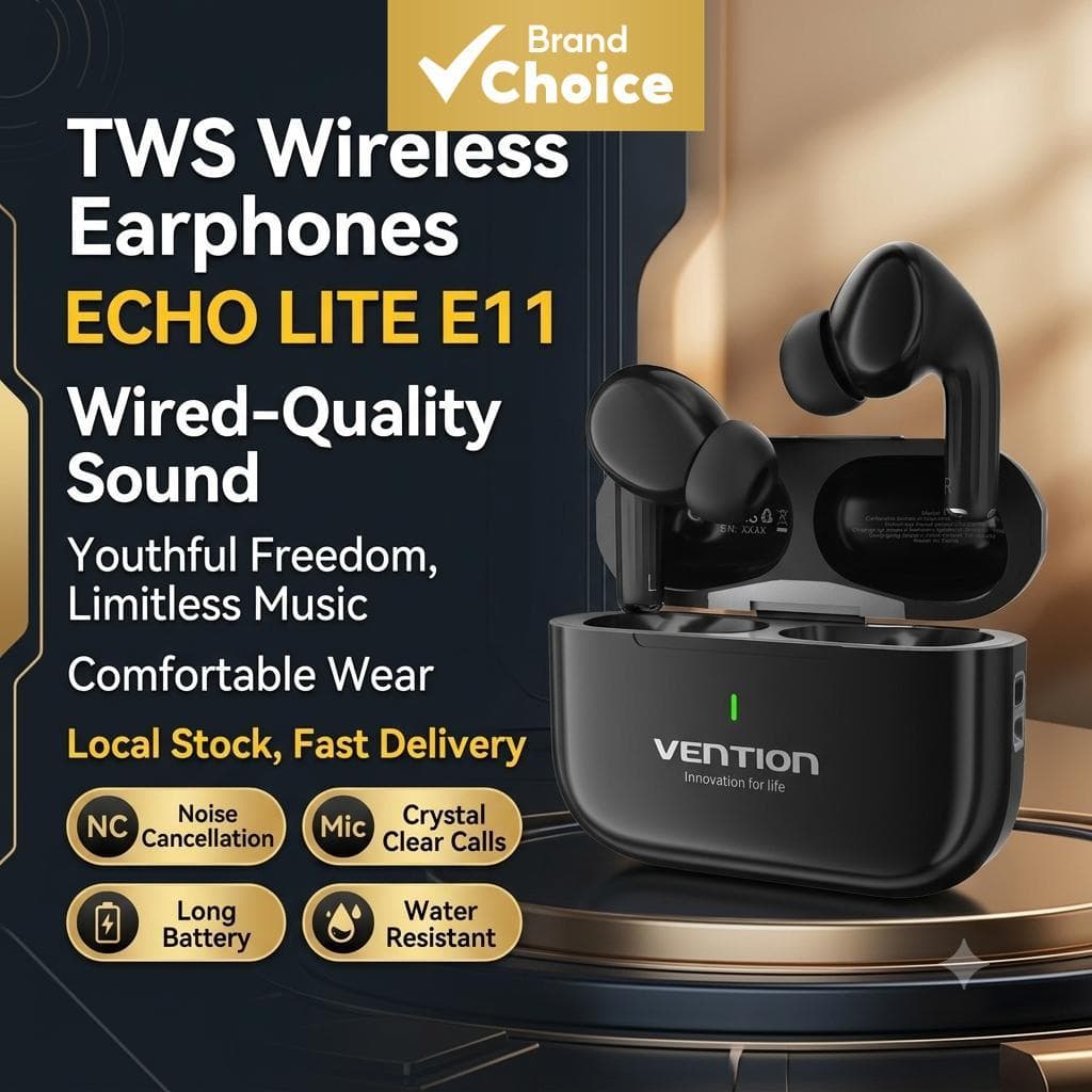 Fones de Ouvido Vention E11 PRO Sem Fio, Fones de Ouça, Fones de Ouvido Bluetooth TWS, Cancelamento de Ruído, À Prova