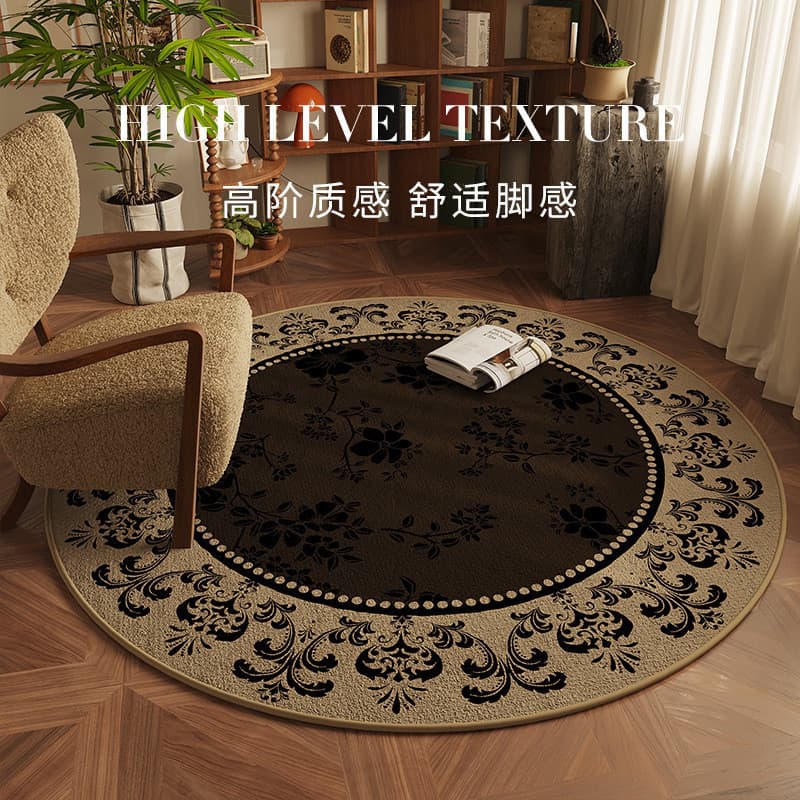 [Novo produto] Retro luz luxo High-End tapete redondo sala de estar círculo velo TPR antiderrapante tapete doméstico res