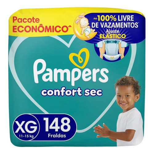 Fralda Pampers Confort Sec Tamanho Xg 148 Unidades Extra Grande (xg) Sem Gênero