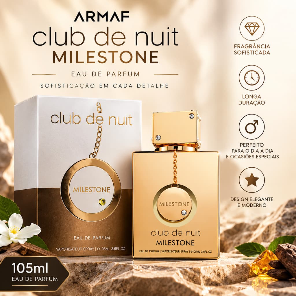 Armaf Club de Nuit Milestone EDP 105ml Perfume Masculino Eau de Parfum Importado Fragrância Marcante
